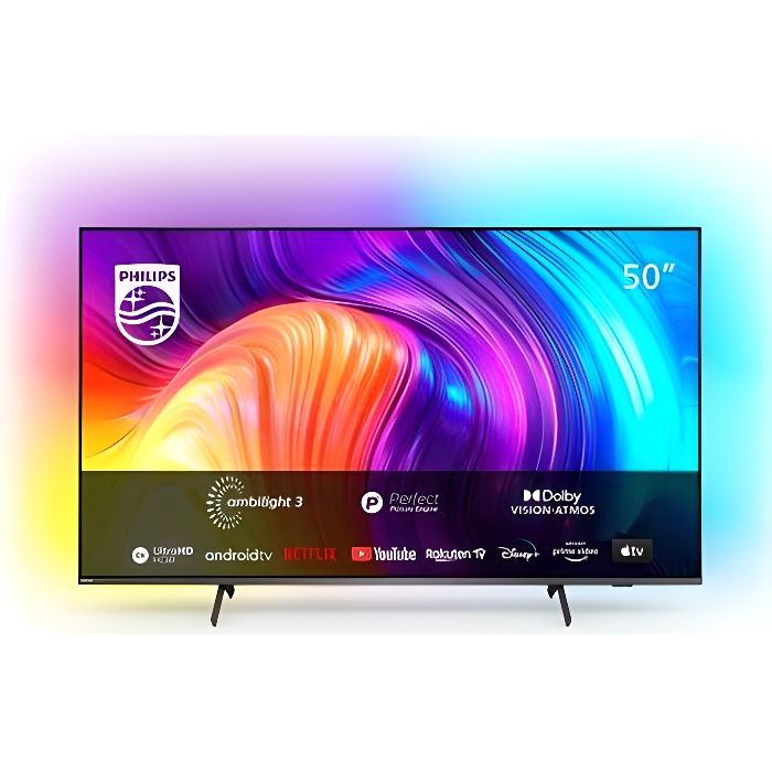 Philips TV LED Ambilight 50PUS8517/12 126 cm 4K UHD Android TV Gris anthracite 2022 - 8718863034071