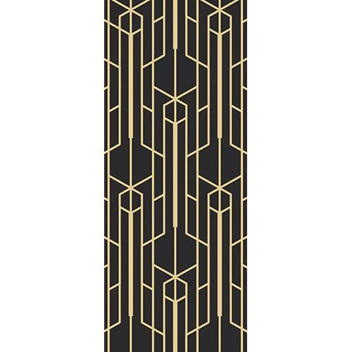 Sticker autocollant or et noir géométrique pour portes