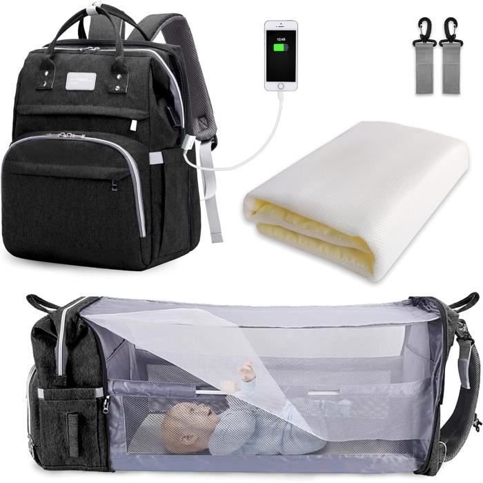 sac à langer pour bébé grande capacité voyage portable avec lit pliable, sac à dos pour lit bébé