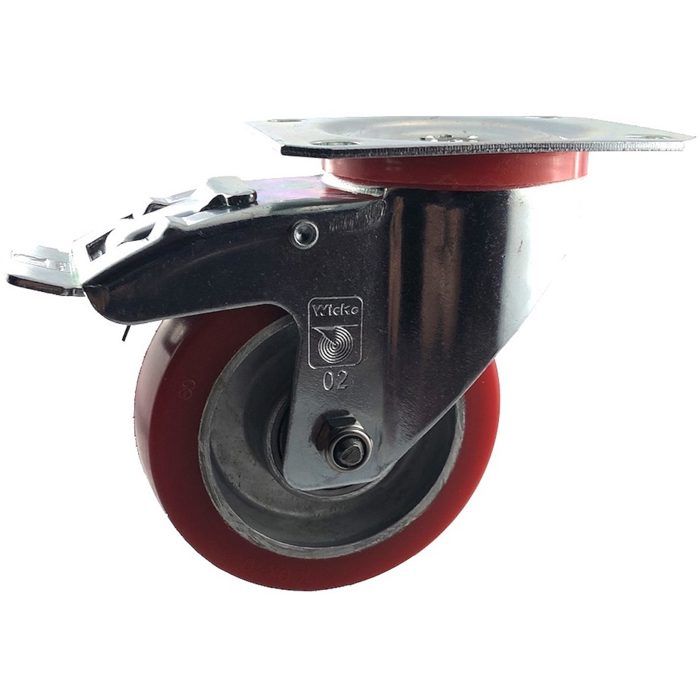 Lot De Roulettes Pivotantes Et à Frein HTR Diamètre 80mm, Polyuréthane Rouge - Neuves