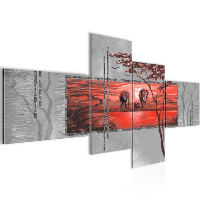 Runa Art Tableau Decoration Murale Afrique Le Coucher Du Soleil 1 Partie Moderne Toile non