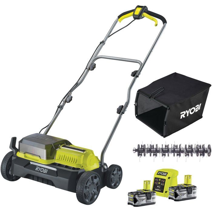 Scarificateur Ryobi RY18SFX35A-240 – 2 Batteries 4.0 Ah, Bac 55L, Moteur Brushless