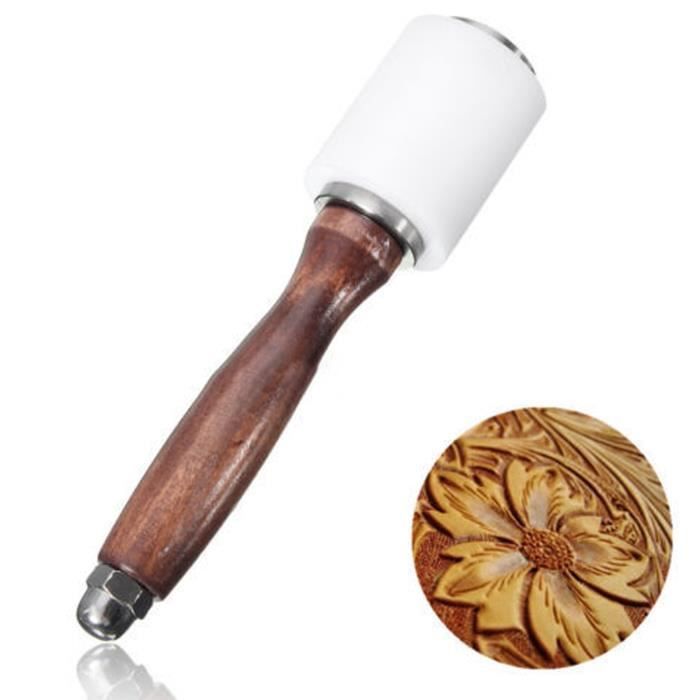 Maillet à Cuir En Nylon - Marteau De Maroquinerie Avec Manche En Bois Pour Travail Du Cuir