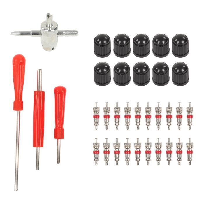 Kit Outil Changement Valve Pneu - Avec 4 Noyaux De Rechange, Compatible Trous De Jante 1,2cm - 11