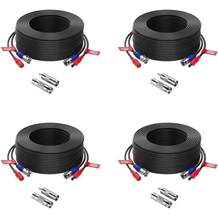 Prefab Cable 4Pack 100Ft 30M Hd-Ahd-Tvi Préfabriqué Tout-En-Un Câble Bnc Vidéo Pour ...