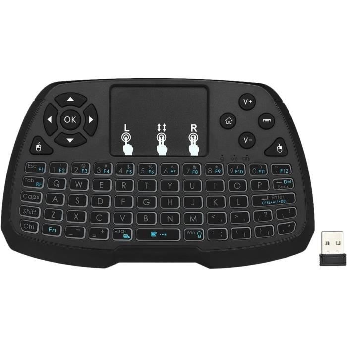 Mini Clavier Sans Fil 2.4G Avec Pavé Tactile - Rétroéclairage 7 Couleurs - AZERTY