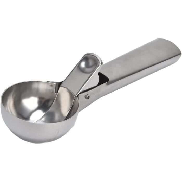 Cuillère à Glace En Acier Inoxydable 304 Avec Gâchette - Taille 3 Cm (ou 3/4/5 Cm) - Poignée Confortable TPR
