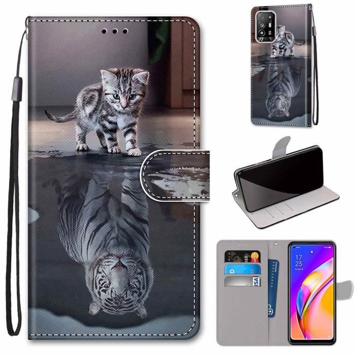 Cover LeviDo A Libro Per Oppo A94 5G/A95 5G, Custodia In PU Con Portafoglio E Cordino, Farfalla 2