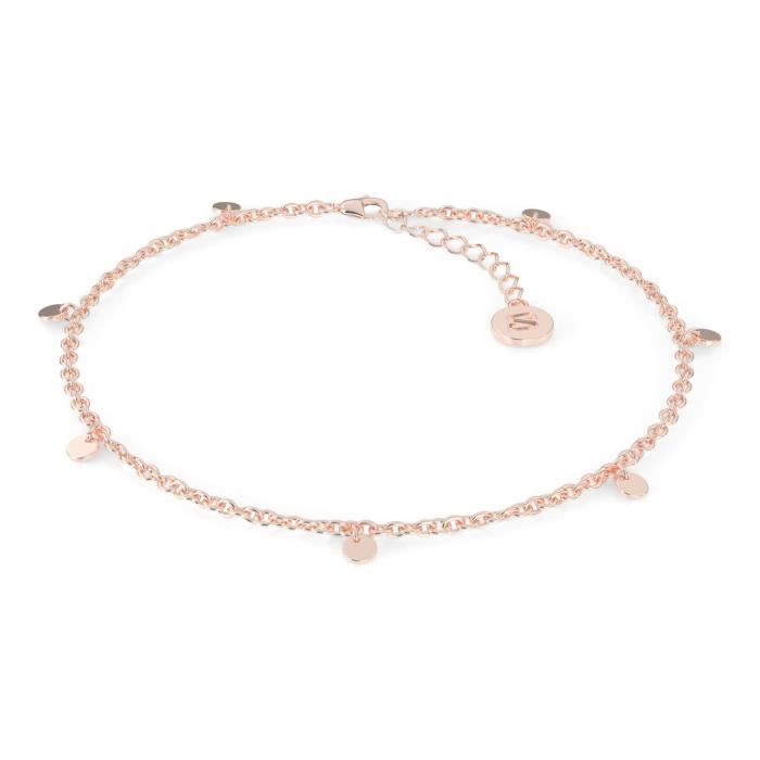 SERASAR - Bracelet de cheville en argent sterling pour femme Coin - Or rose - Cadeau de bijoux de mariage pour sœur ou amie