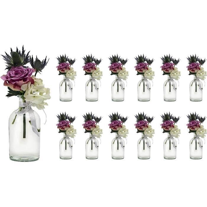 Lot De 12 Mini Vases En Verre, Petit Vase Fleur Avec 10M Corde En Jute