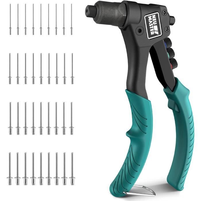 Outil Rivet NEU MASTER Riveteuse Manuelle, Pince à Rivets Kit avec 100 Rivets ...