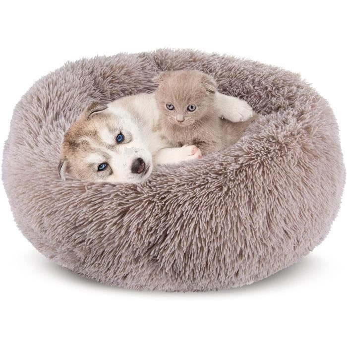 Panier Donut Pour Chat & Chien - Diamètre 40 Cm - Peluche Douce & Antidérapant - Anti-Stress