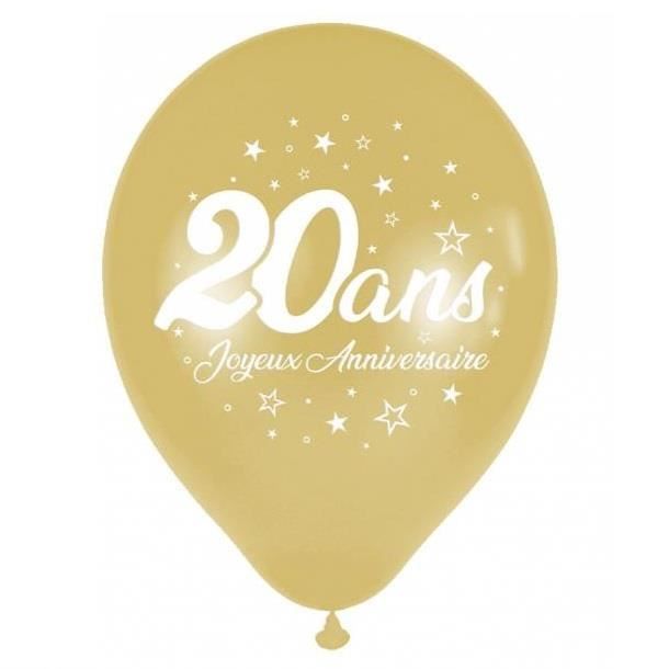 Ballon 20 ans doré or métallique en latex de 30 cm (x6) REF/BAL00OR02 -  Cdiscount Maison