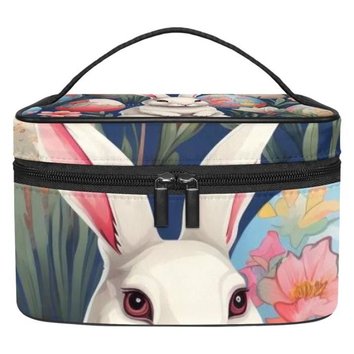 Grande Trousse De Maquillage Portable Avec Cordon - Patte D'Animal Colorée Noire, Idéale Voyage