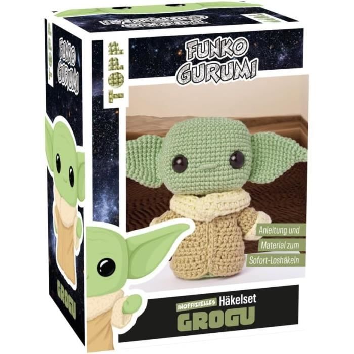 Kit Crochet Grogu (Bébé Yoda) - Inclus Fil 3 Couleurs, Ouate, Crochet 2.5mm, Yeux Sécurité - Amigurumi Non Officiel - 10