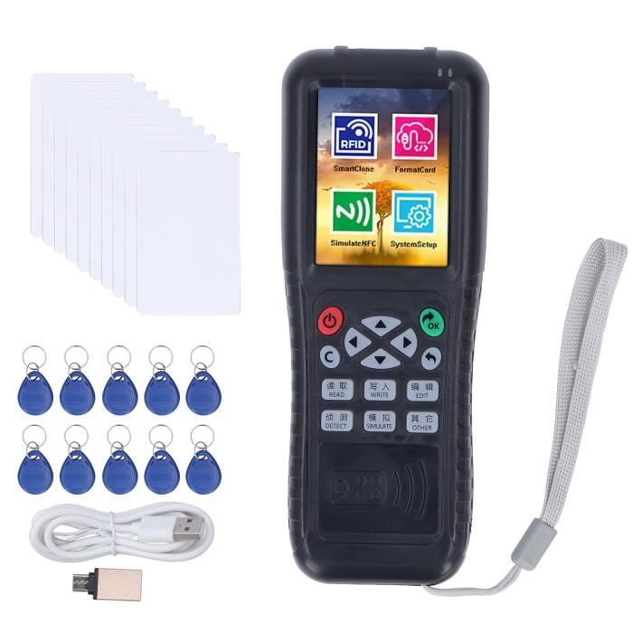 FHE-copieur de carte RFID Duplicateur de Lecteur RFID, 125KHZ-13.56MHZ NFC  Copier Reader Writer avec écran sport performance