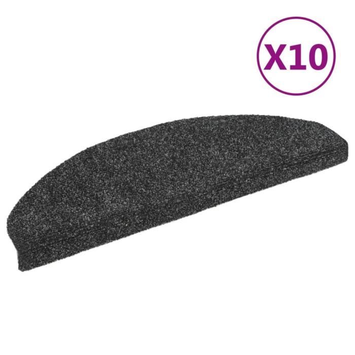 Tapis descalier - vidaXL - Gris foncé - 65x21x4 cm - 10 pcs - Antidérapant et lavable