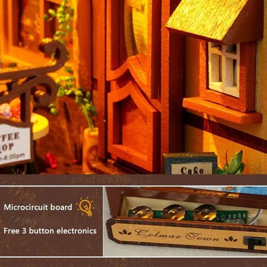 Kit de construction de maison miniature 3D en bois pour adultes avec housse anti-poussière pour