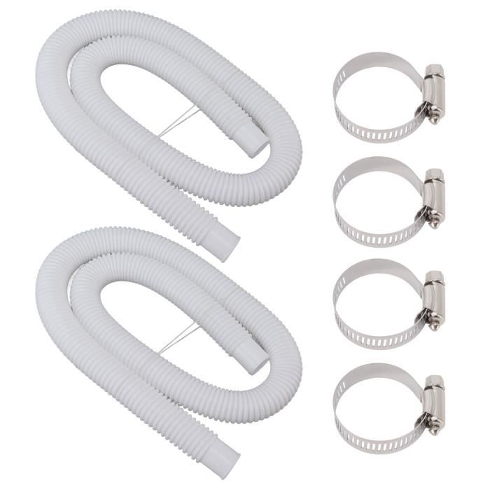 Tuyau Pompe Piscine 1.25 Pouce Tuyau De Remplacement Pour Pompe De Piscine Hors Sol - 2 Tuyaux 4 Colliers - Diamètre 1.25, Longueur 59 Tuyau Filtre Piscine Diamètre 1.25 Pouce