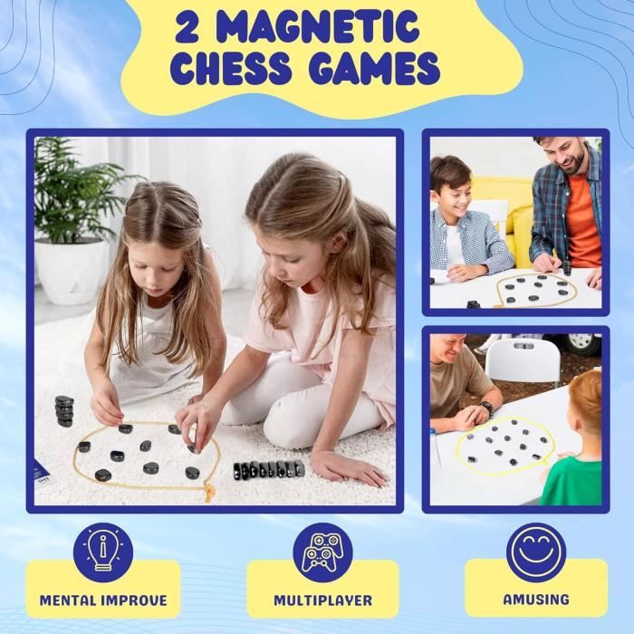 Jeu d'échecs - Jeune - Lot de 20 pièces - Magnétique - Portable - Mixte