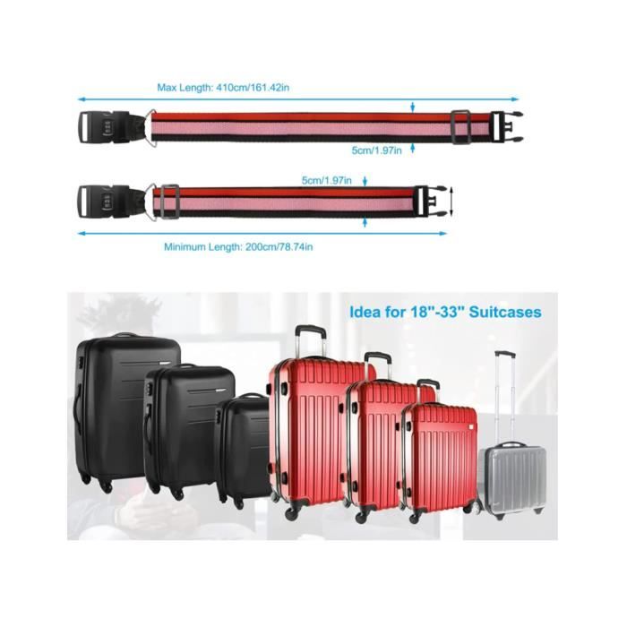 Sangles de bagages verrouillables pour valises de 20 à 32 pouces. Robuste  Cross Réglable