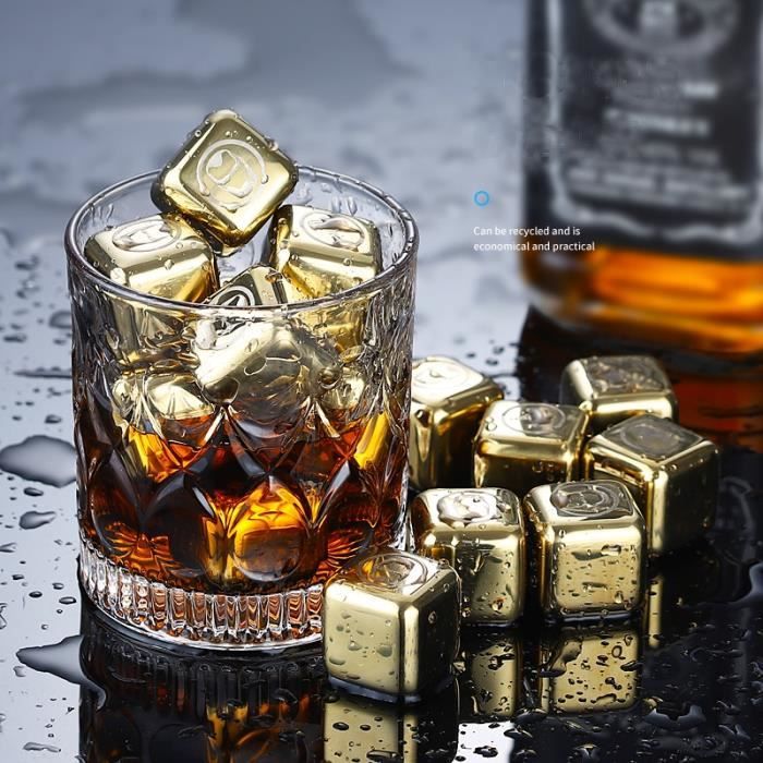 8 pièces dorées avec boîte Pierres à Whisky dorées réutilisables, Cubes de  glace, roches refroidissantes, sea - La cave Cdiscount