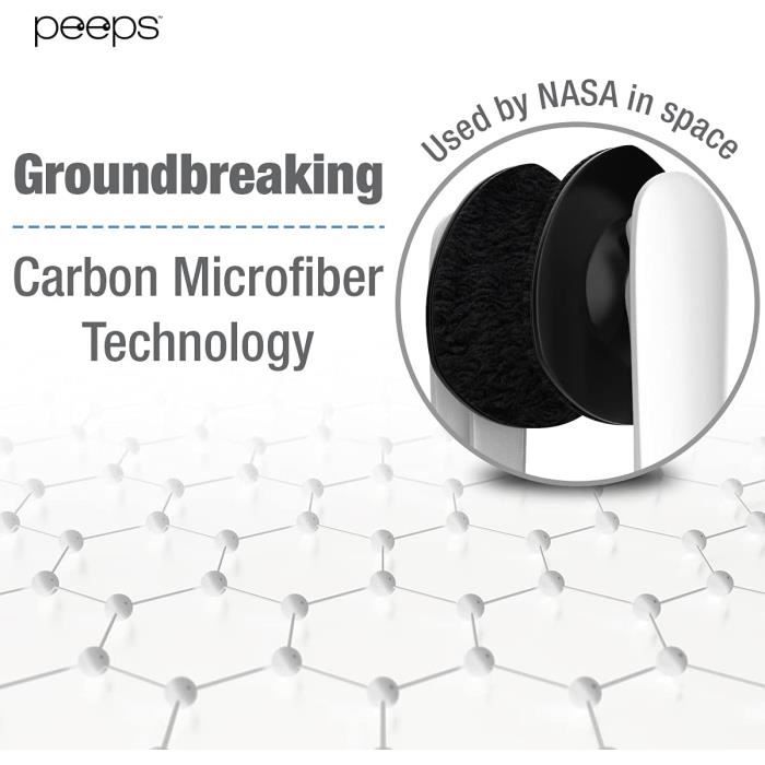 Peeps Nettoyant pour lunettes – Technologie révolutionnaire en microfibre  de carbone – Utilisé par la NASA pour nettoyer le verre (finition injectée  noire (lot de 2).. : : Santé et Soins personnels