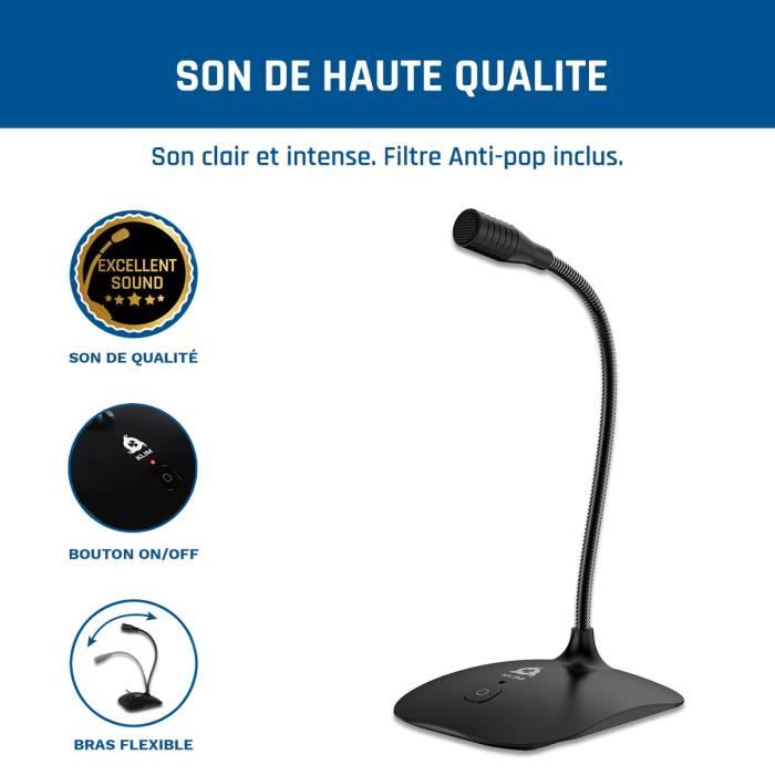 Microphone USB Plug & Play Pour PC - Haute Sensibilité, Gain élevé | Appels Clairs, Télétravail, Cours En Ligne | Compact Et Portable - 11