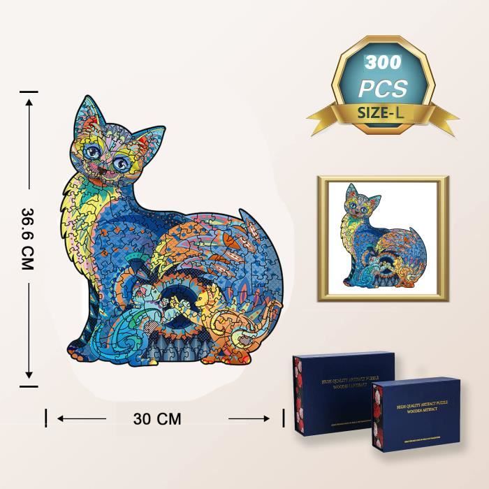 Puzzle En Bois 300 Pièces Pour Adultes - Forme Animal Irrégulier Avec Boîte En Bois