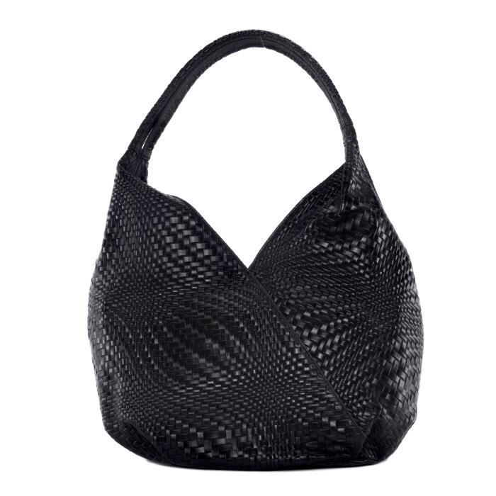 Sac a main cuir tresse noir 2025