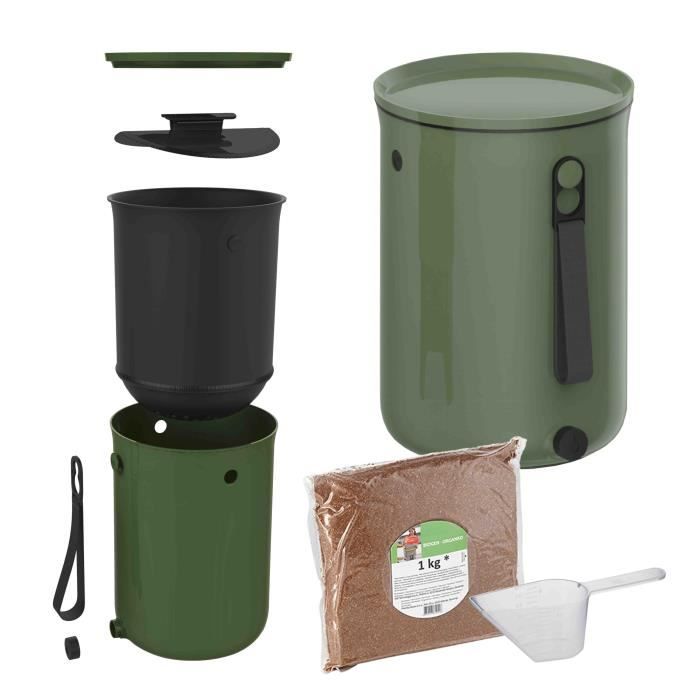Skaza Bokashi Organko 2 (9.6 L), Primé Composteur de Cuisine en Plastique  Recyclé, Starter Set pour les Déchets de Cuisine