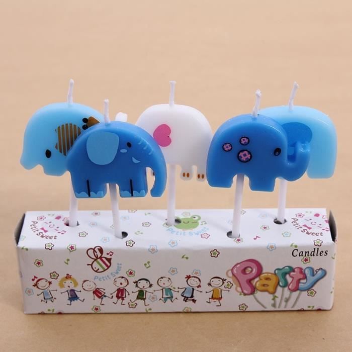 Bougies d'anniversaire en forme de petit animal, chapeau, vache, lapin,  éléphant, 5 lion, gâteau, cadeau