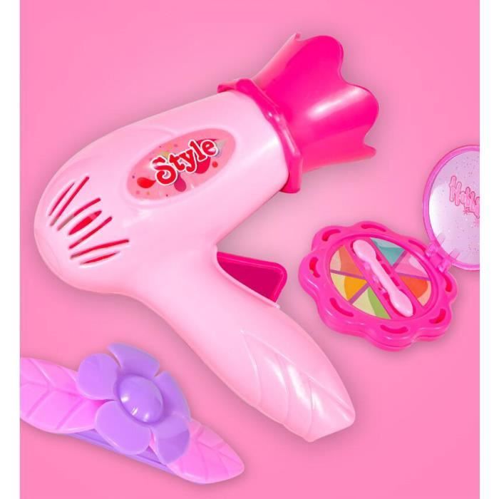 UNOR Kit de jeu pour fille - Demi-action - Accessoire de maquillage pour cheveux - Avec sèche-cheveux - Cadeaux de Noël créat