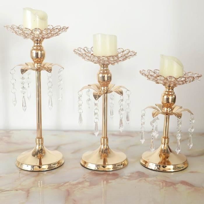 Lot De 4 Porte-bougies Coniques Dorés - En Acier Inoxydable, Pour Centre De Table Romantique
