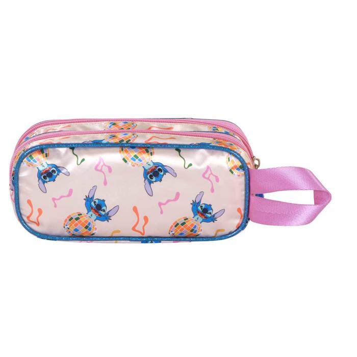 Stitch Beach - Trousse Double pour Enfant, idéale pour Les Enfants d'âge Scolaire, Confortable et Polyvalente, qualité et résistance, 21 x 6 x 8 cm, Rose Pastel, M, Décontracté