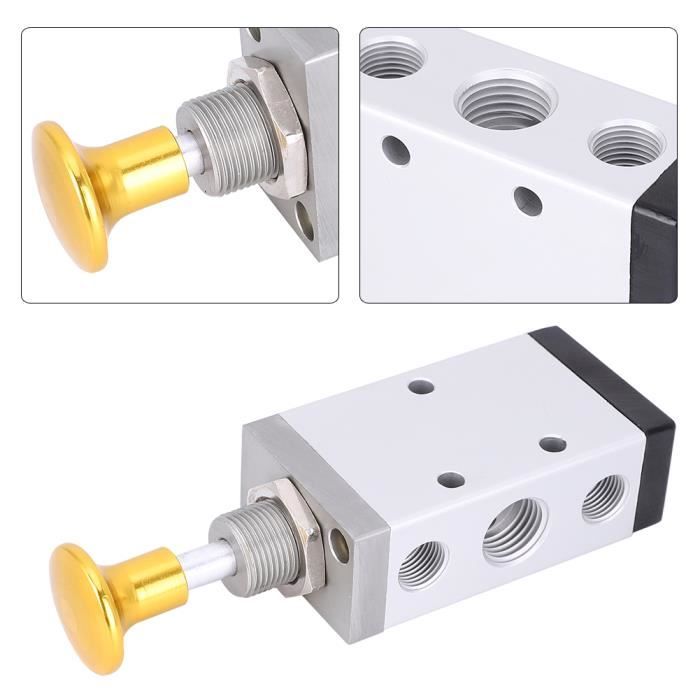Valve à Main Deux Positions Cinq Voies G1/4 Pouce Valve Mécanique Alliage D'Aluminium Accessoire Industriel XQ250612
