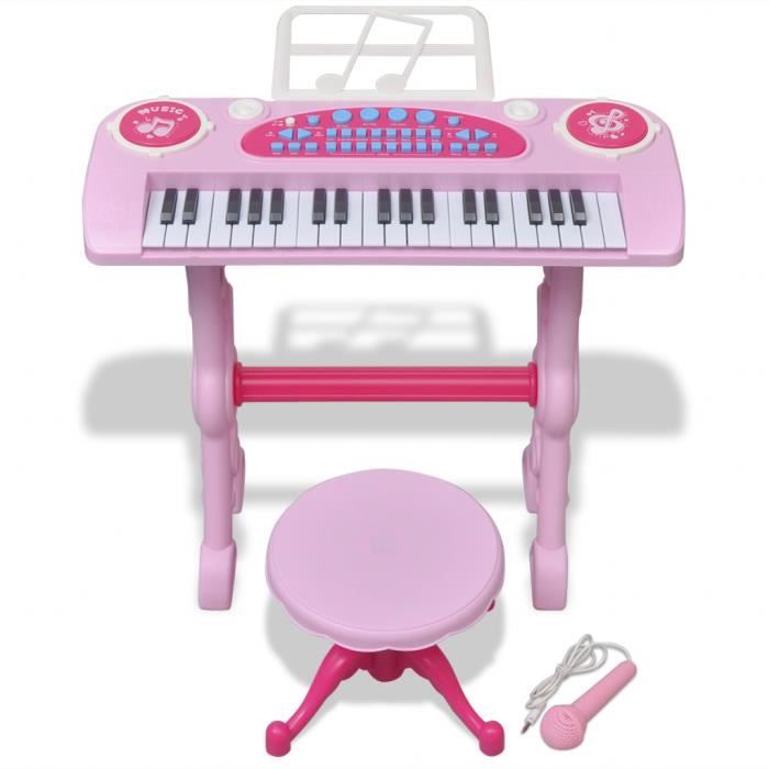 COSTWAY Piano pour Enfants 3 Ans 37 Touches avec Tabouret 50KG,Microphone  Réglable et Pupitre de Musique Amovible Mode Veille Noir - Cdiscount  Instruments de musique