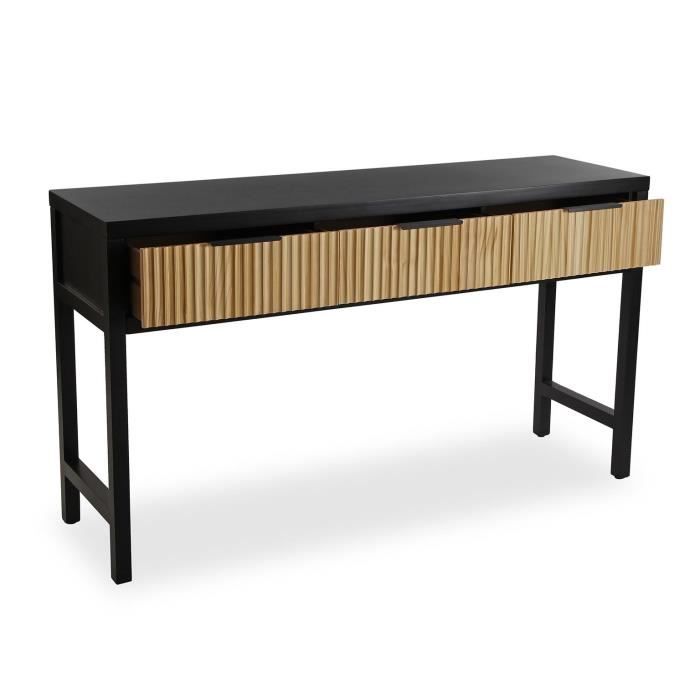 Console étroite Pour Entrée - 109 X 30 X 78,5 Cm - 3 Tiroirs - Style Rustique Marron Et Blanc - À Monter