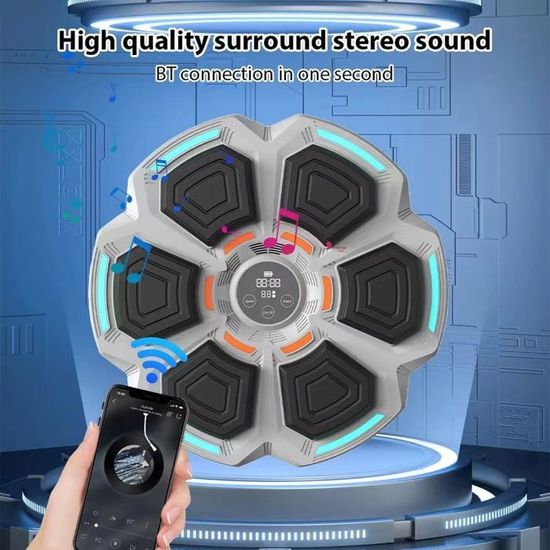 Machine De Boxe Musicale Murale - 8 Cibles Épaissies - Bluetooth, 9 Modes - Avec Gants - Pour Adultes/Enfants