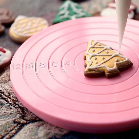 DIY Plateau Tournant De DéCoration De GâTeau Mini Support De Plateau Tournant à 360 DegréS Support Table Rotative à GâTeau Plastique Rose Utilisé pour Le Traitement Des GâTeaux,Biscuits,Outils Cuisson