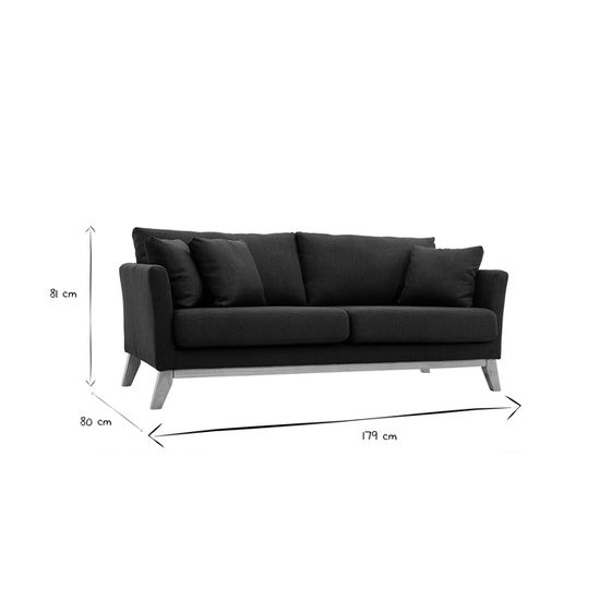 Miliboo Canapé Scandinave 3 Places Déhoussable Gris Foncé Et Pieds Bois Oslo