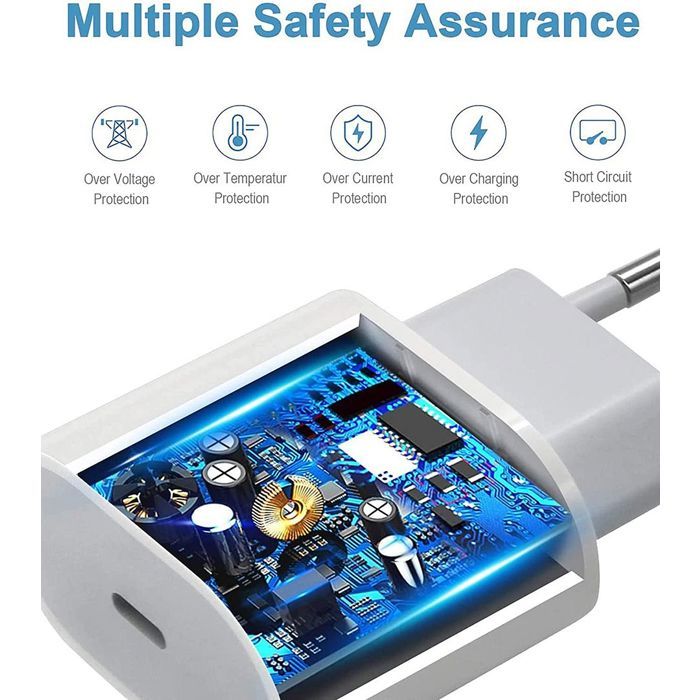 Lot De 2 Chargeurs IPhone Rkry USB-C 3A - Câble 1m Inclus, Compatible IPhone 15/iPad