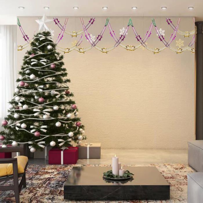 CYIOU 16 Pcs Décoration De Noël Plafond Guirlande Noël Aluminium Décorations Festives à