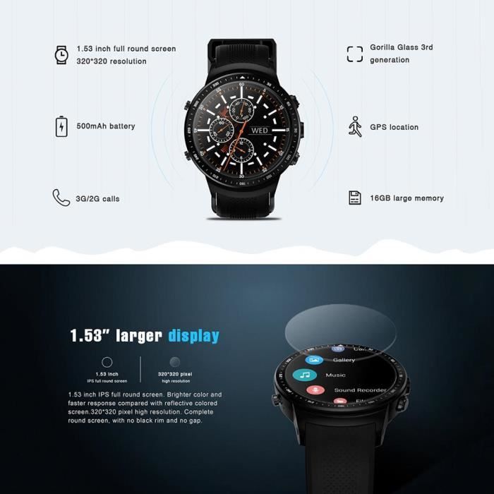 Zeblaze Thor Pro 3G Smartwatch Android 5.1 Quad Core GPS Smart Watch Phone Cdiscount Telephonie