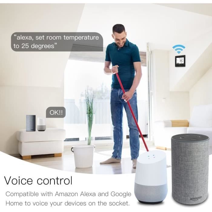 Thermostat intelligente Wifi sans fil RF433 Tuya – Thermostat d'ambiance  pour chauffage au sol/chaudière à gaz, Alexa Google - Cdiscount Bricolage