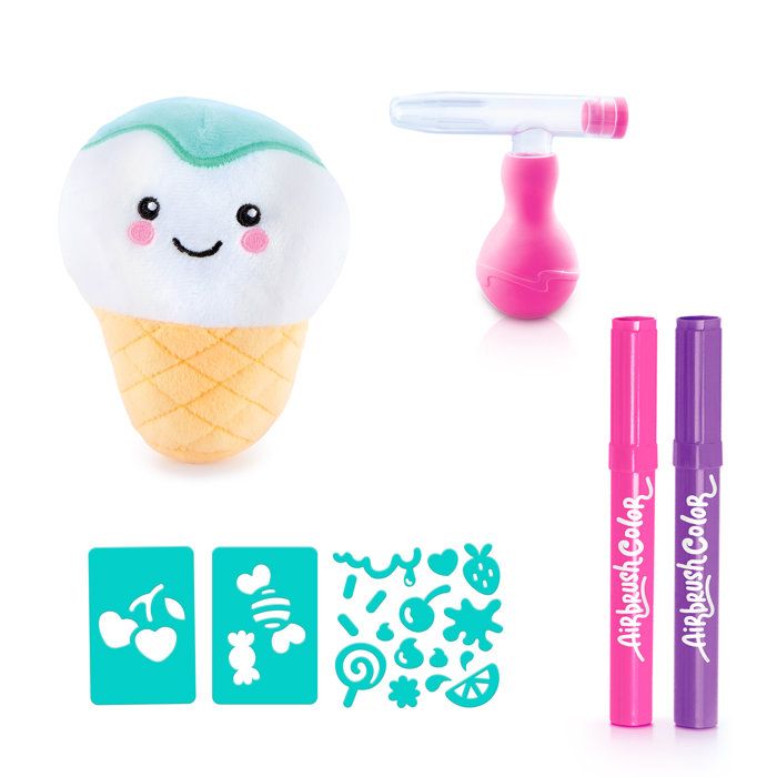 C Toys AirbrushPlush – Mini-Plüschtier Zum Bemalen Mit Duftstiften & Schablonen, Ab 6 Jahren