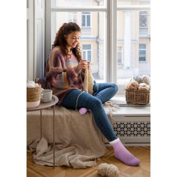 TAGVO 5 Paires De Chaussettes Floues en Molleton Thermique, Chaussette  Chaude Corail Polaire Femme,Pilou Chaussettes Pantoufles d'hiver,  Chaussettes Cadeau NoëL pour Femme Fille : : Mode