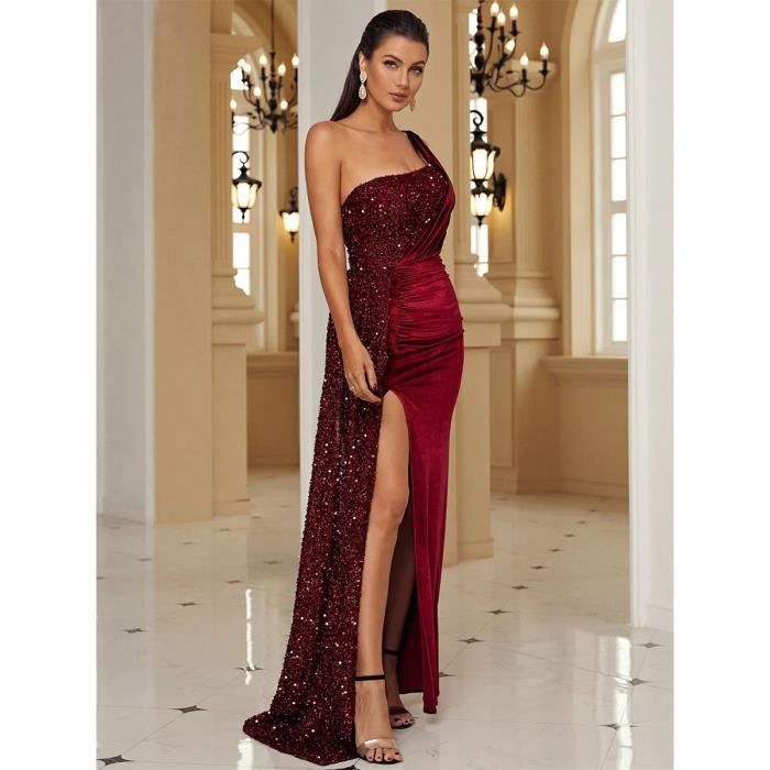 Robe velours bordeaux femme online
