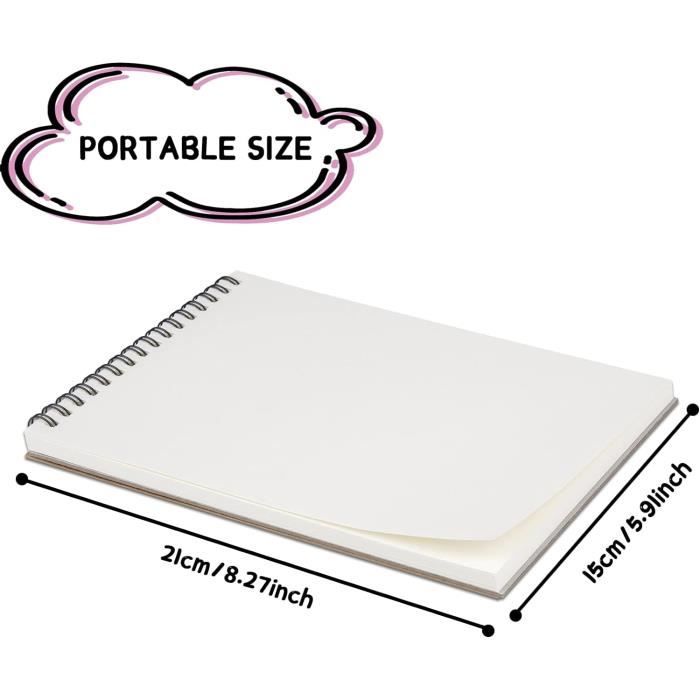 Lot De 3 Carnets De Croquis A6 - 60 Pages Chacun, Papier 160 G/m² Sans Acide, Couverture Kraft, Spirale
