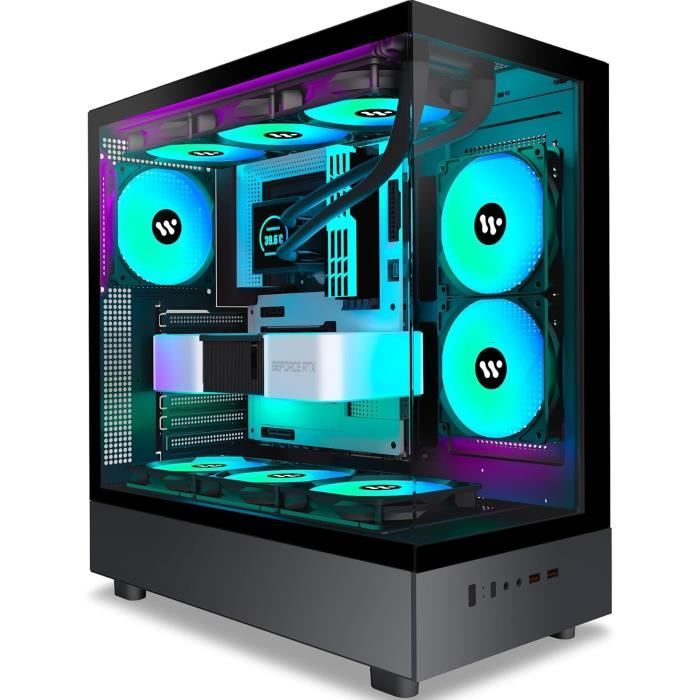 FOIFKIN Boîtier PC Gaming K11 – 4 Ventilateurs ARGB PWM, Mid-Tower ATX, Maille Avant, Verre Trempé, Refroidissement Optimal, Noir